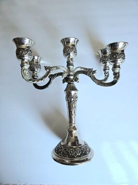 Ornate Five-Arm Candelabra In Victorian Style - Silver-plated🤍